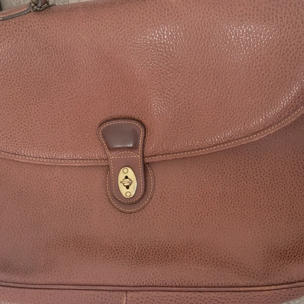Coach Brown Leather Laptop Bag with Gold Hardware